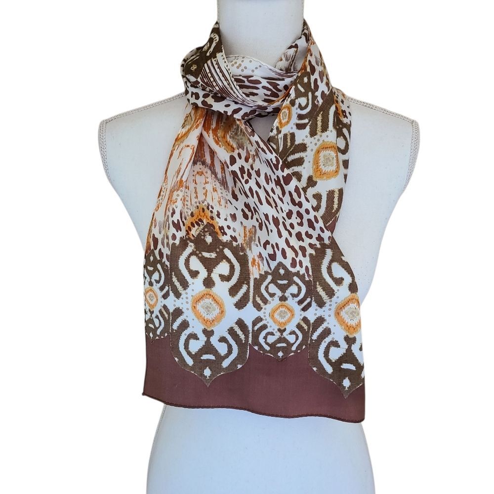 vintage 1970's 1980's silk scarf patterned adrienne landau studio